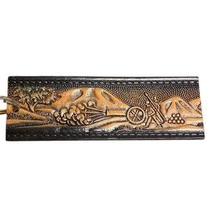Tooled Leather 4 Cannon Shooting Key Chain Collectible Key Ring